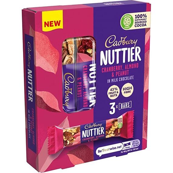 Cadbury Nuttier Almond & Cranberry 3pk 120 g
